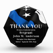 警察官退職ありがとう細いブルーライン 表彰盾 (正面)