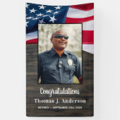 警察官退職アメリカ国旗パーティー 横断幕 (縦)