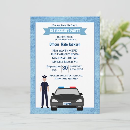 警察官退職パーティの招待状 招待状 (スタンド正面)
