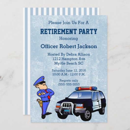 警察官退職パーティの招待状 招待状 (正面/裏面)