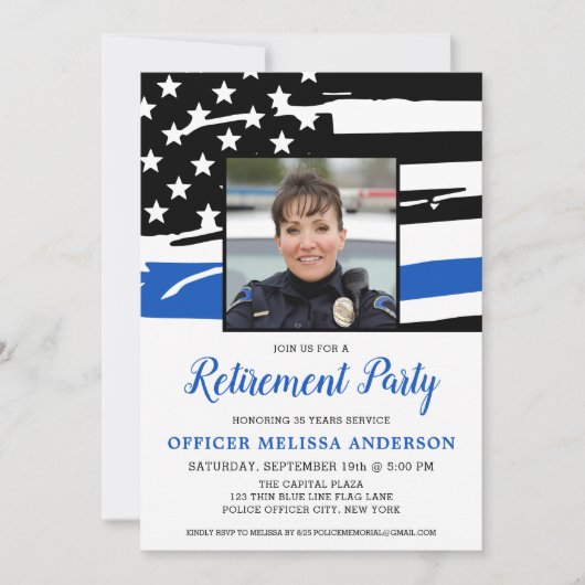 警察官退職パーティーカスタム写真 招待状 (正面)