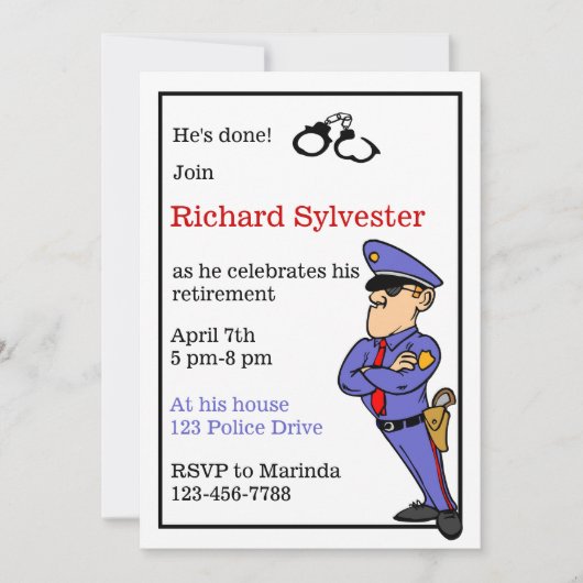 警察官退職パーティー招待状 招待状 (正面)