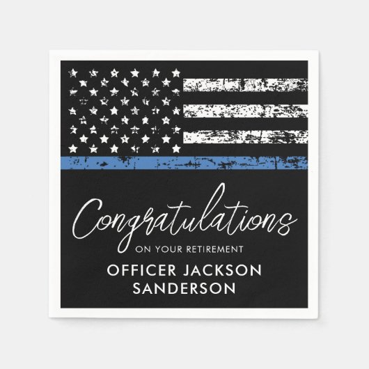 警察官退職パーティー法執行機関 スタンダードカクテルナプキン (正面)