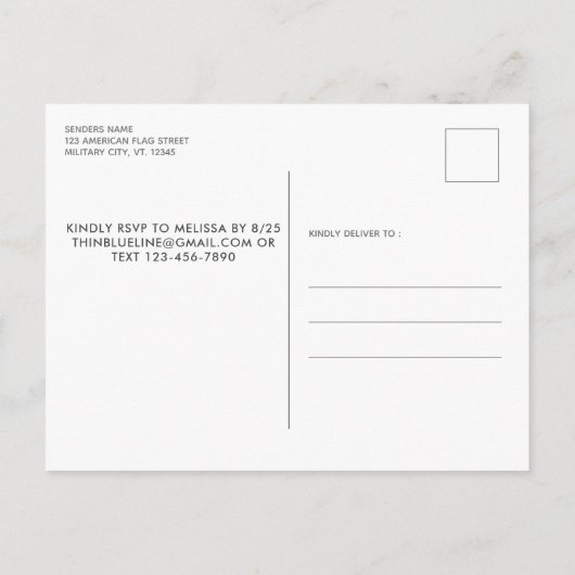 警察官退職パーティー米国国旗 インビテーションポストカード (裏面)