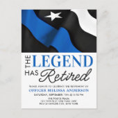 警察官退職パーティー薄い青い線 インビテーションポストカード (正面)
