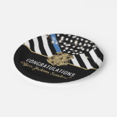 警察官退職パーティー薄い青い線 ペーパープレート (アングル)