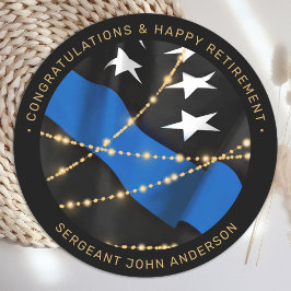 警察官退職パーティー薄い青い線 ラウンドシール