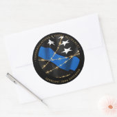 警察官退職パーティー薄い青い線 ラウンドシール (封筒)