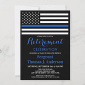 警察官退職パーティー薄い青い線 招待状 (正面)