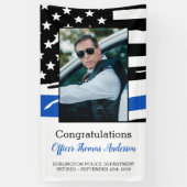 警察官退職パーティー薄い青い線 横断幕 (縦)