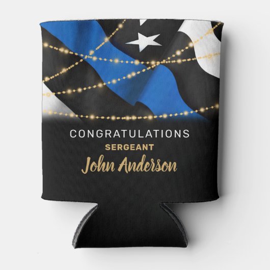 警察官退職パーティー薄い青い線 缶クーラー (正面)