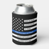 警察官退職パーティー薄い青い線 缶クーラー (缶正面)