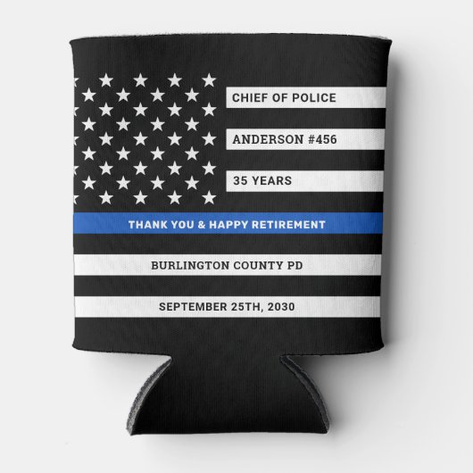 警察官退職パーティー薄い青い線 缶クーラー (正面)