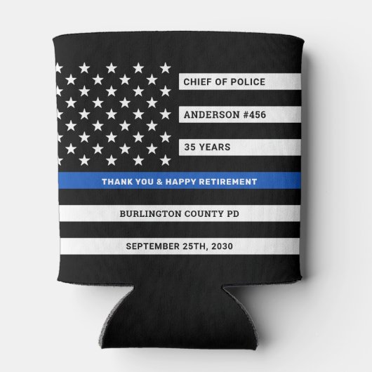 警察官退職パーティー薄い青い線 缶クーラー (裏面)