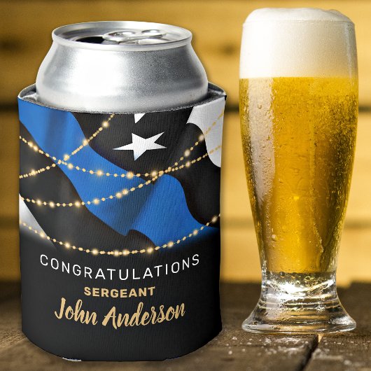 警察官退職パーティー薄い青い線 缶クーラー