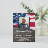 警察官退職写真米国国旗のインヴィ インビテーションポストカード (スタンド正面)