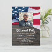 警察官退職写真 アメリカ国旗 ご招待 招待状 (スタンド正面)