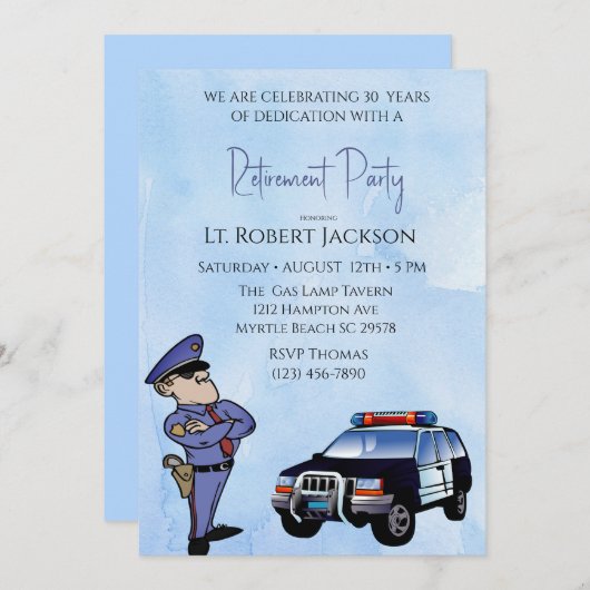 警察官退職招待状 招待状 (正面/裏面)