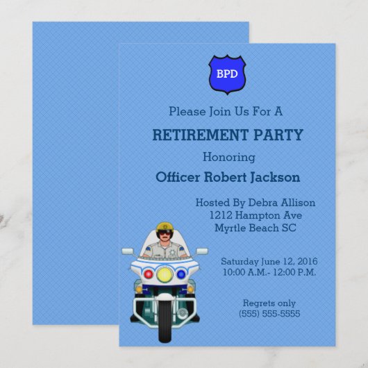 警察官退職招待状 招待状 (正面/裏面)