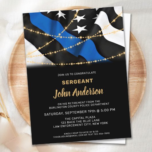 警察官退職法執行パーティー インビテーションポストカード