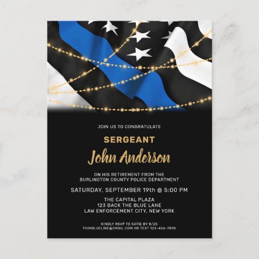 警察官退職法執行パーティー インビテーションポストカード (正面)