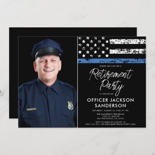警察官退職法執行写真 招待状 (正面/裏面)