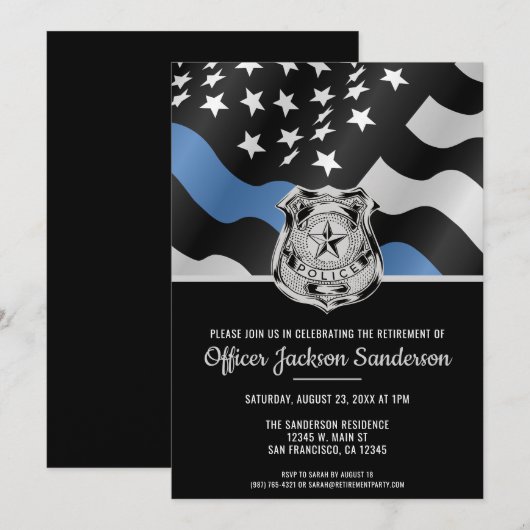 警察官退職法執行旗 招待状 (正面/裏面)