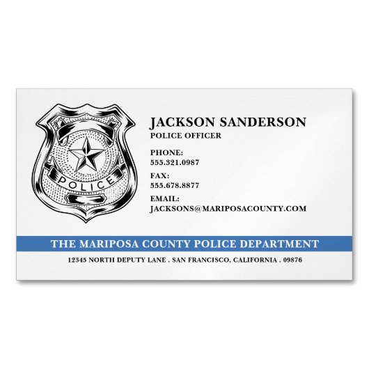 警察官部法執行ロゴ マグネット名刺 (正面)