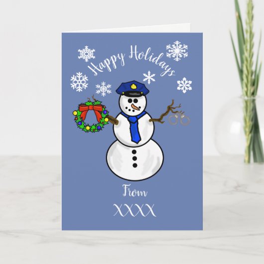 警察官雪だるまクリスマスカード部門または個人 シーズンカード (正面)