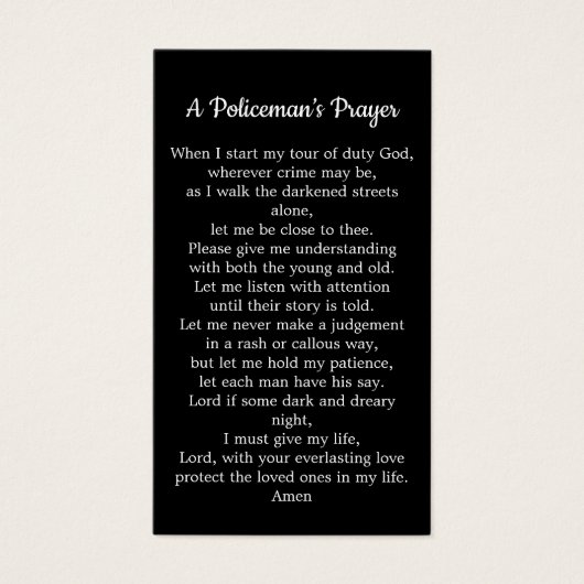 警察官青線警官の祈りの言葉カード (正面)