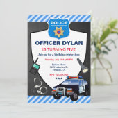 警察官黒板子供の誕生日パーティー 招待状 (スタンド正面)