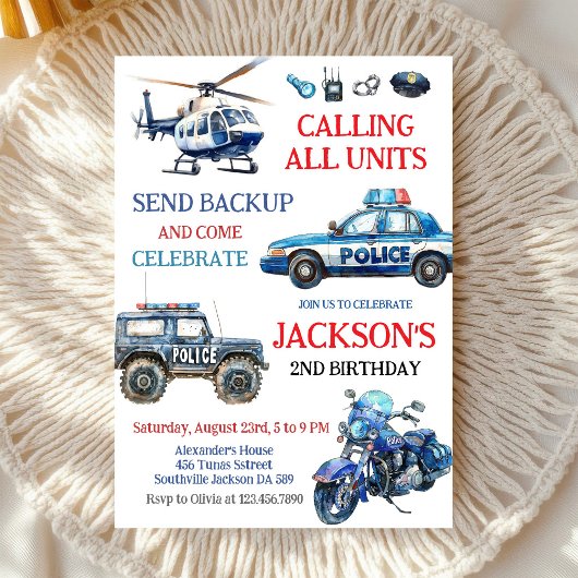 警察官 こどもの誕生日 招待状