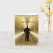 警察官 ゴールド クリスマス カード (黄色い花)