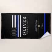 警察官|サービス記念日（黒） ビーチタオル (正面)