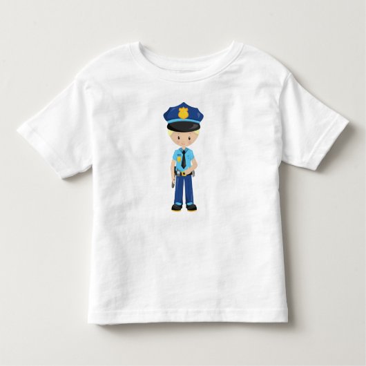 警察官、ポリスオフィサー、コップ、ブロンドの髪 トドラーTシャツ (正面)