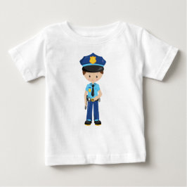 警察官、ポリスオフィサー、コップ、茶色の髪 ベビーTシャツ