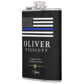 警察官|細い青い線のテーマ付き黒 フラスク (左)