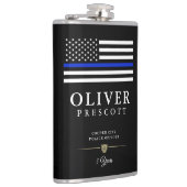 警察官|細い青い線のテーマ付き黒 フラスク (右)