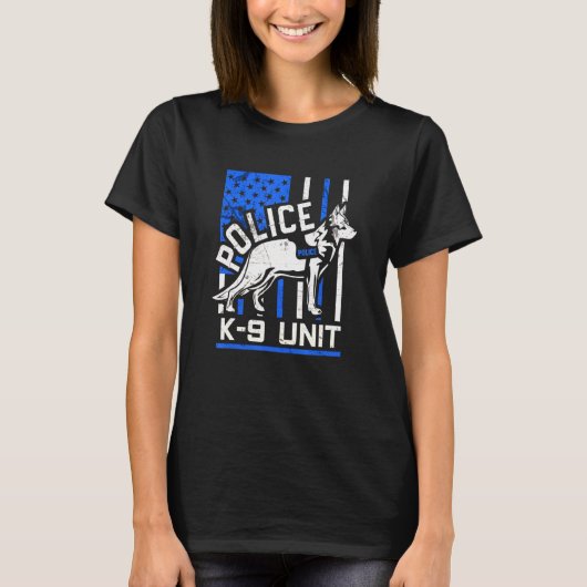 警察官 K9 ユニット ドイツ牧羊犬 警察官 Tシャツ (正面)