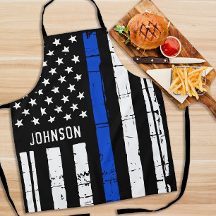 警察官BBQシパーソナライズされたンブルーライン エプロン