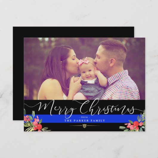 警察家族の休日 | クリスマスカスタム写真 シーズンカード (正面/裏面)