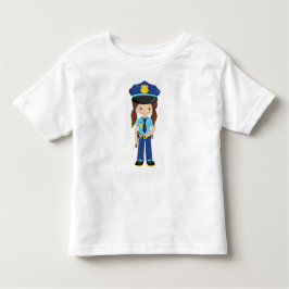 警察少女, 女警察官, 警官, 茶色の髪 トドラーTシャツ