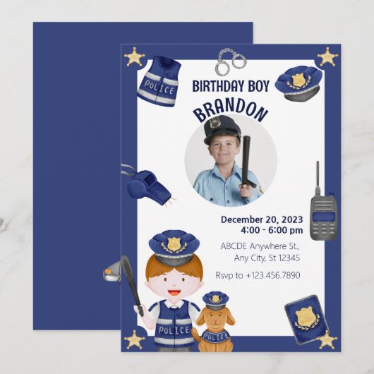 警察少年からの招待 招待状 (正面/裏面)