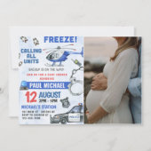 警察少年の赤ちゃんシャワーパーティー写真 招待状 (正面)