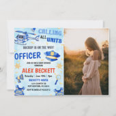 警察少年の赤ちゃんシャワーパーティー写真 招待状 (正面)