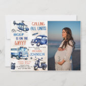 警察少年の赤ちゃんシャワーパーティー写真 招待状 (正面)