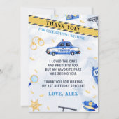 警察少年バースデーパーティーサンキューカード 招待状 (正面)