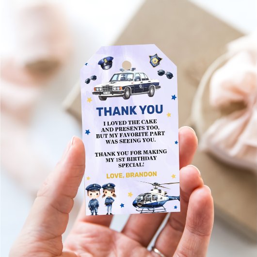 警察少年1歳の誕生日パーティー ギフトタグ