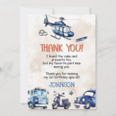 警察少年1歳の誕生日パーティー サンキューカード (正面)