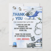 警察少年1歳の誕生日パーティー サンキューカード (正面)